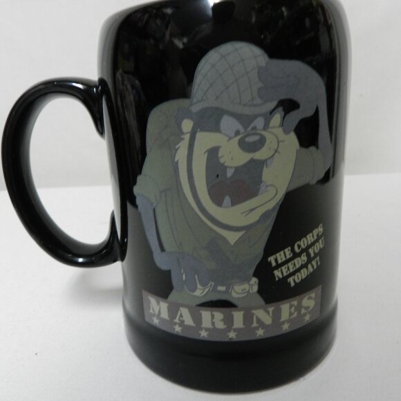 Looney Tunes Tasmanian Devil Marine Corps Beer Stein Mug Cup Warner Brothers - Picture 3 of 15